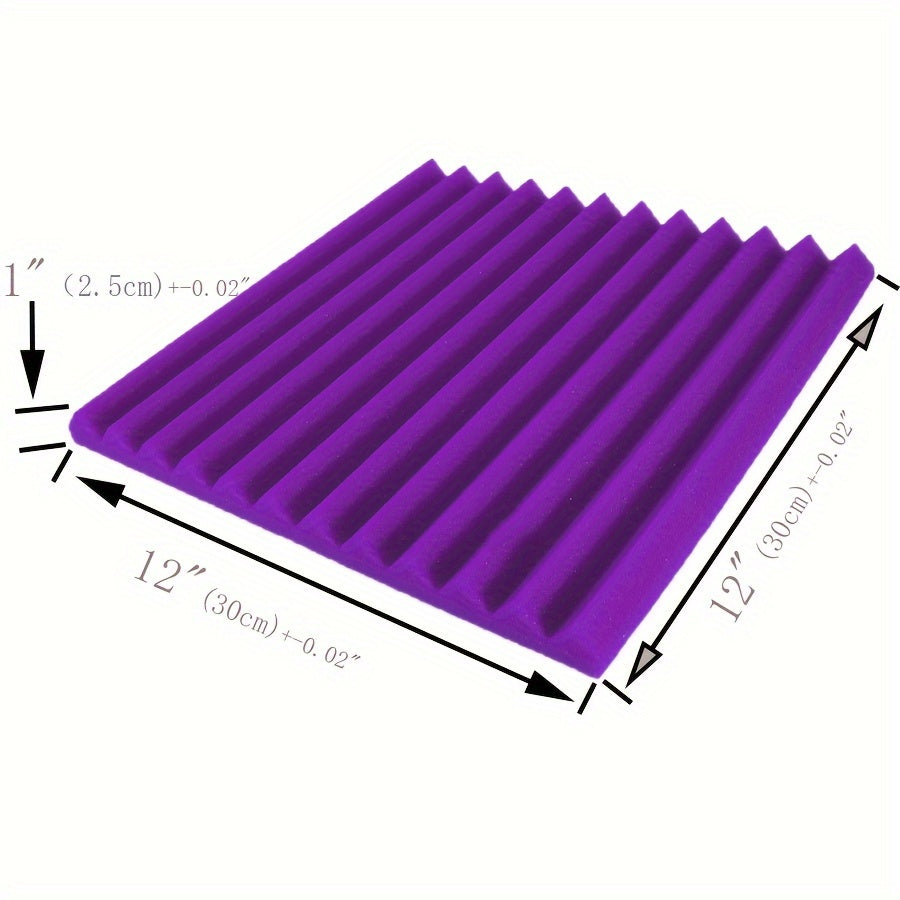 48pcs Black & Purple Acoustic Wedge Panels - 30.48cm x 30.48cm x 2.54cm Sound Absorbing Wall Tiles for Studio Recording, Home Theater Decor