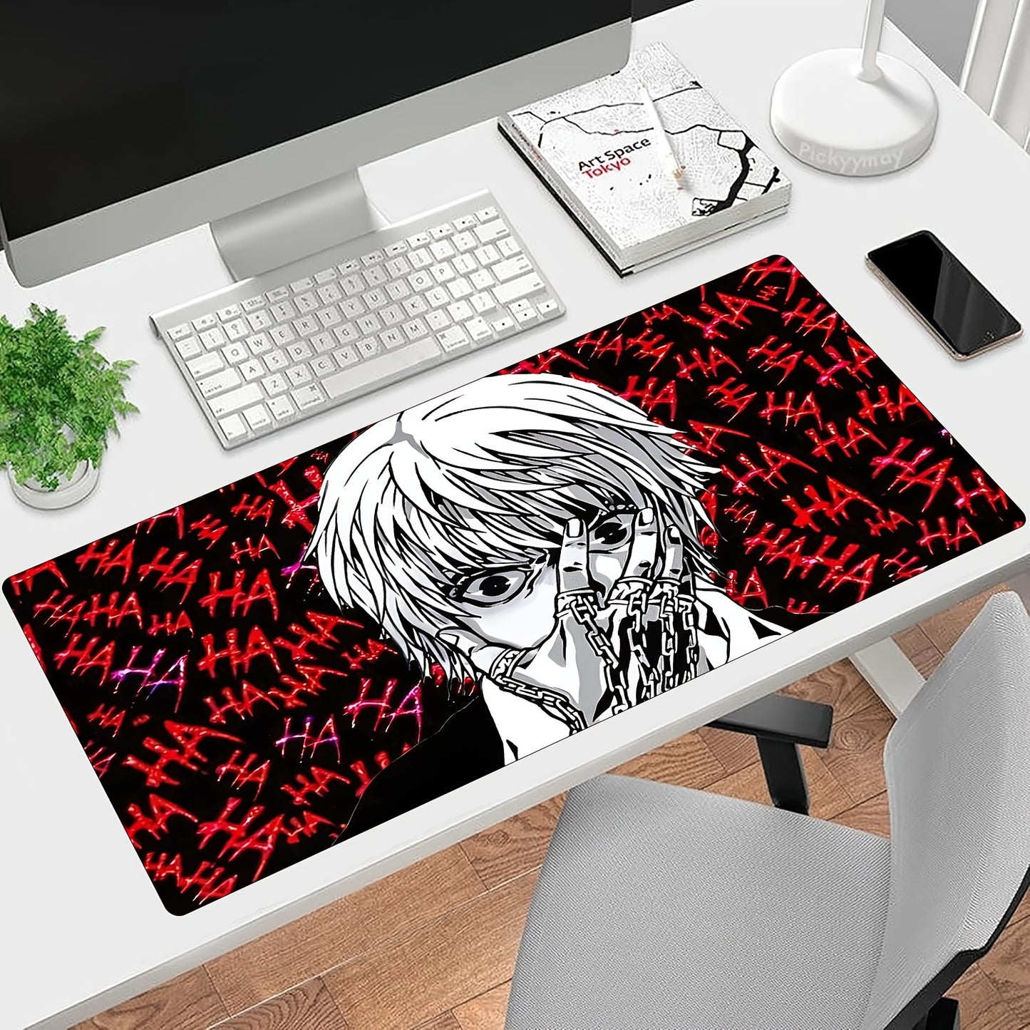 1pc Anime Boy Gaming Mouse Pad, Large Oblong Deskpad with Stitched Edges, Water-Resistant Rubber Base, Non-Slip Surface for PC & Laptop