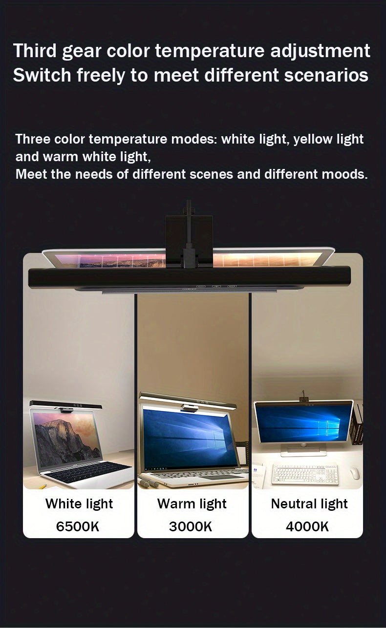 1pc New laptop office LED dimmable clip light dormitory eye protection reading desk light display computer screen hanging light