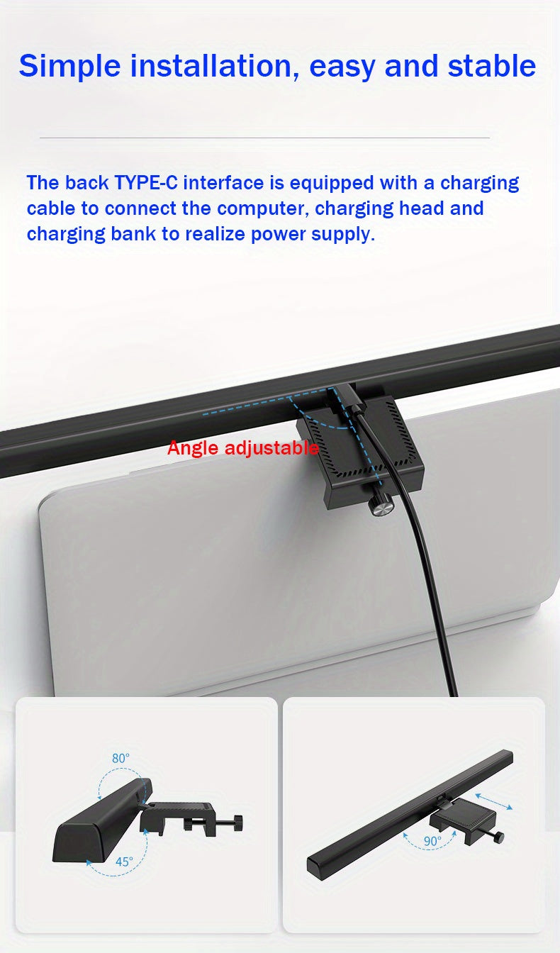 1pc New laptop office LED dimmable clip light dormitory eye protection reading desk light display computer screen hanging light