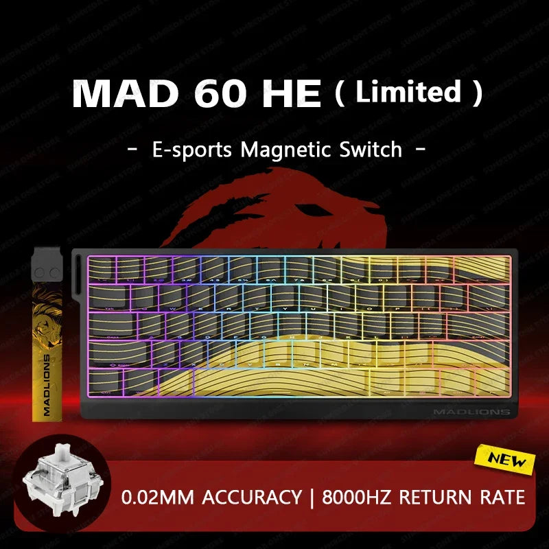 MADLIONS Mad 60he Mad60HE Mad 68HE Mechanical Keyboard Magnetic Switch Wired Hot Swap 8K Polling Rate Customized Gaming keyboard