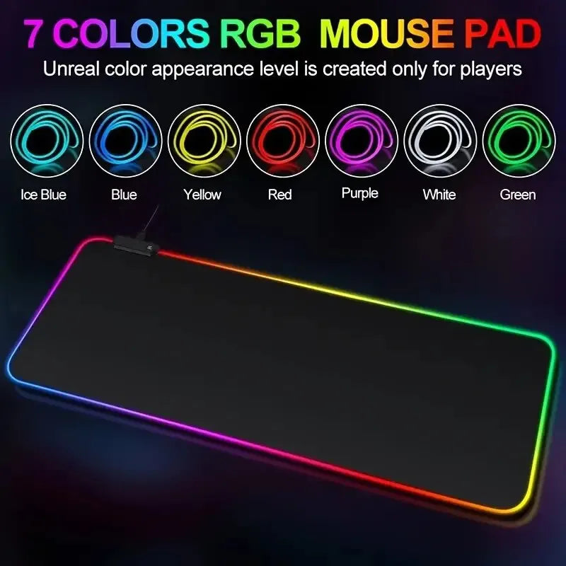 1 Pcs Large Gaming Mouse Pad Light Modes Touch Control Extended Soft Computer Keyboard Mat Non-Slip Rubber Base