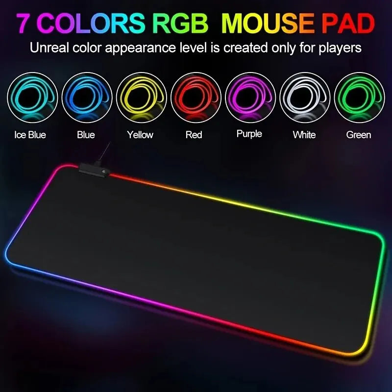 1 Pcs Large Gaming Mouse Pad Light Modes Touch Control Extended Soft Computer Keyboard Mat Non-Slip Rubber Base