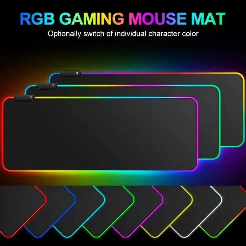 1 Pcs Large Gaming Mouse Pad Light Modes Touch Control Extended Soft Computer Keyboard Mat Non-Slip Rubber Base