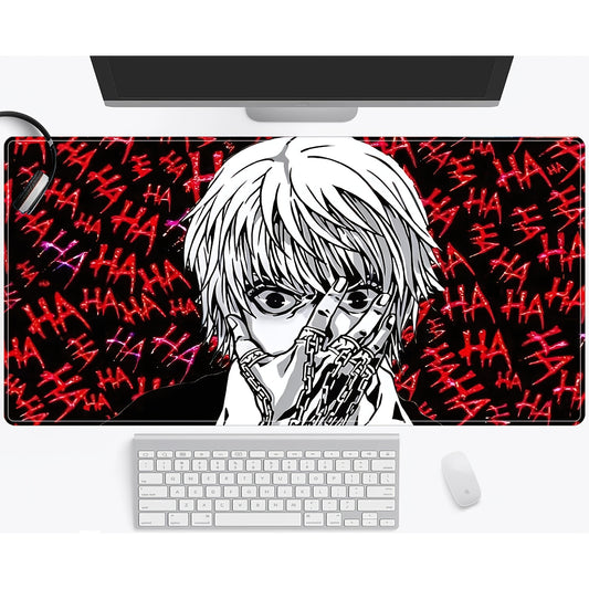 1pc Anime Boy Gaming Mouse Pad, Large Oblong Deskpad with Stitched Edges, Water-Resistant Rubber Base, Non-Slip Surface for PC & Laptop